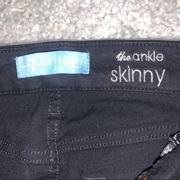 7  for all Mankind B(air) Denim The Ankle Skinny Jeans Black Raw Hem Size‎ 24 - Picture 12 of 12